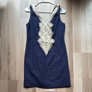 Lilly Pulitzer Blue Sheath Dress Plunge Mini